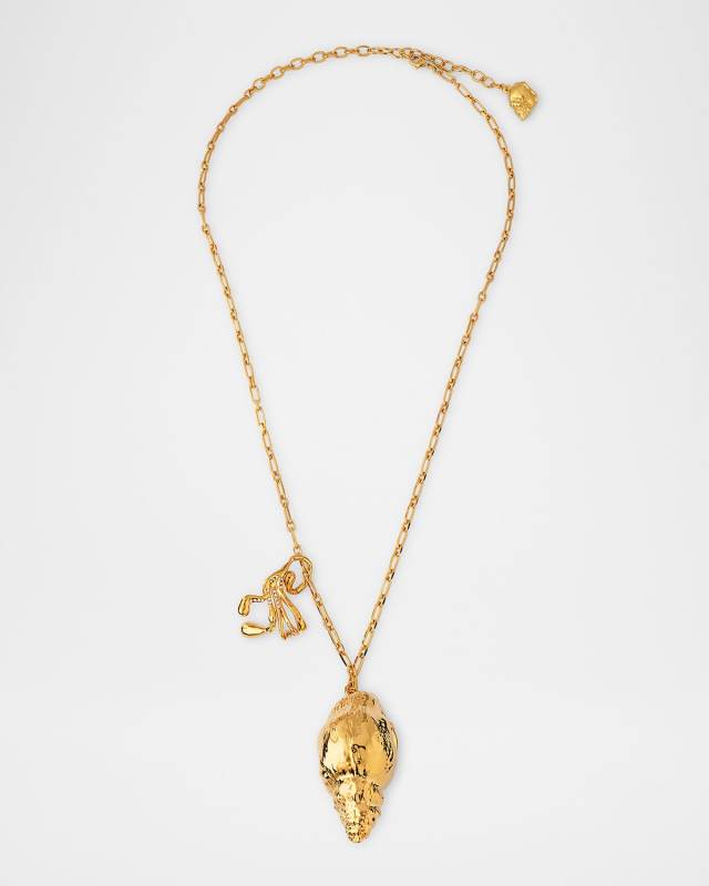 Coral and Shell Pendant Necklace